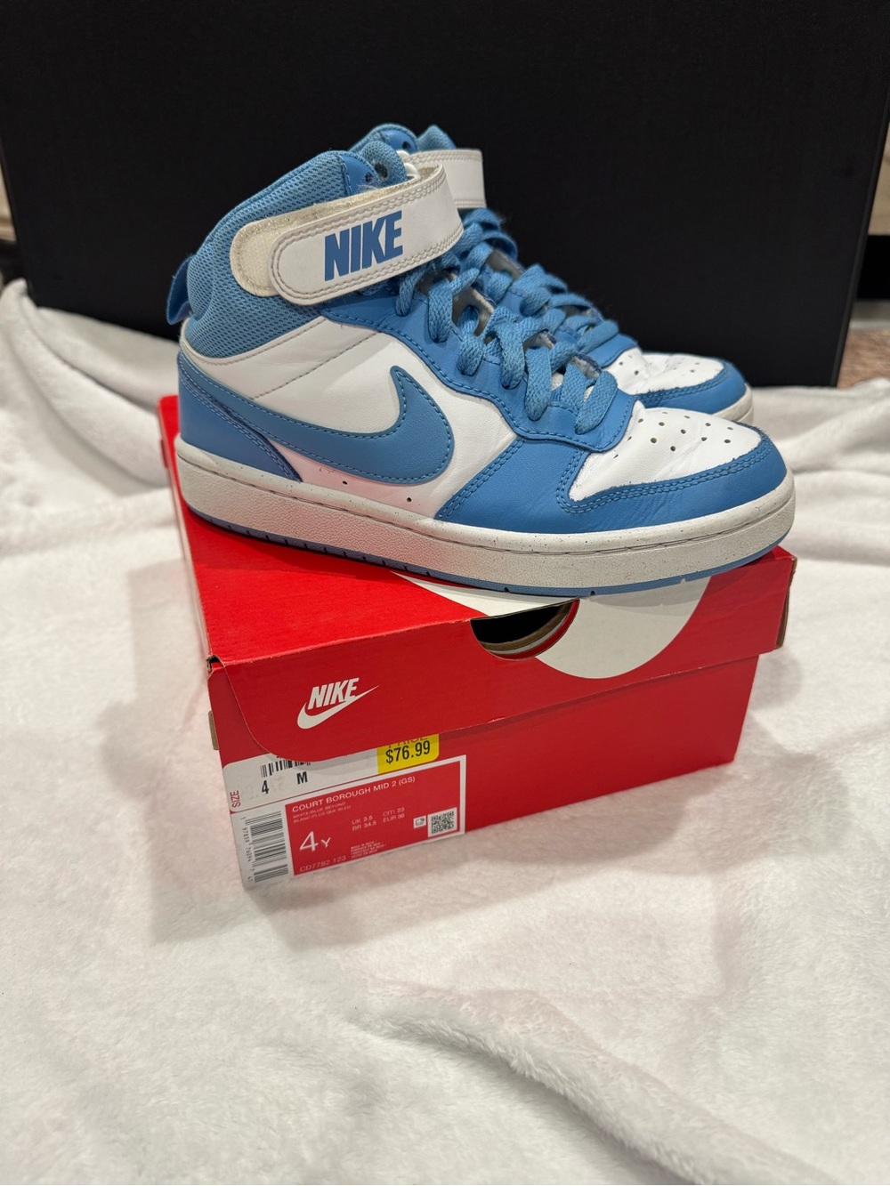 Nike Kids Light Blue and White High-Top Sneakers